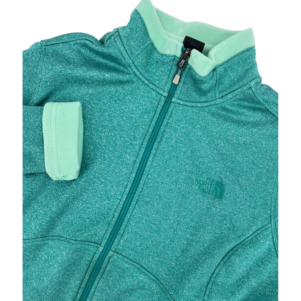 The North Face Womens XXL Agave‎ Full Zip Fleece Jacket Heathered Teal Green